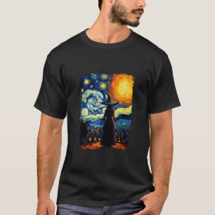Heks Halloween Sterrennacht Van Gogh Esthetische P T-shirt