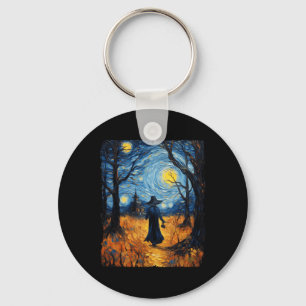 Heks Halloween Sterrennacht Van Gogh Kostuumkunst Sleutelhanger