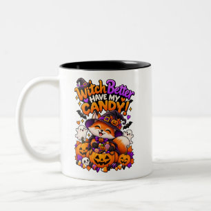 Heks, heb mijn snoep leuk Halloween vos mok