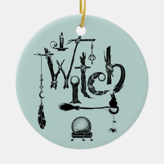 Heks heksen keramisch ornament (Voorkant)