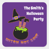 Heks Hot Soep Grappige Halloween Aangepaste naam Vierkante Sticker (Voorkant)