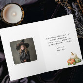 heks in het bos Elegante Halloween Foto Kaart