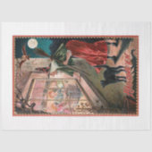 heks in Moonlight met zwarte kat Tissuepapier (Voorkant)