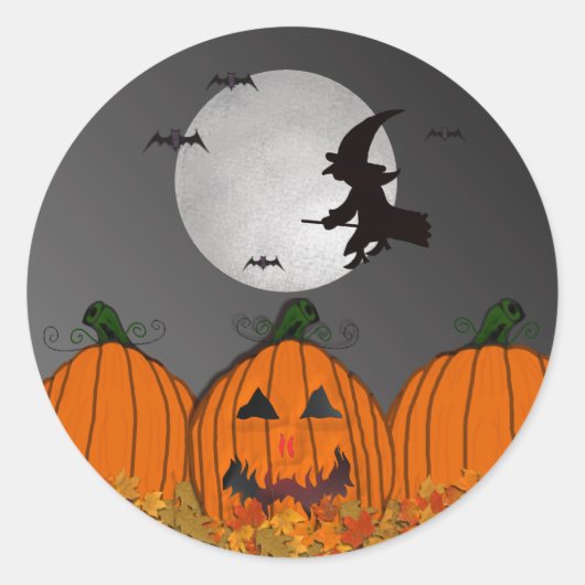 Heks in Vlucht Halloween Stickers (Voorkant)