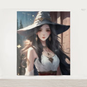 heks in witte kunst aan de muur wandkleed (Voorkant)