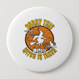 Heks Is Genomen Halloween Pompoenen Kat_1 Ronde Button 4,0 Cm