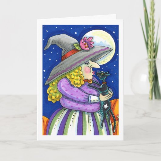 HEKS IS SMITTEN MET KITTEN, ZWARTE KAT KUS Vers Feestdagen Kaart (Voorkant)