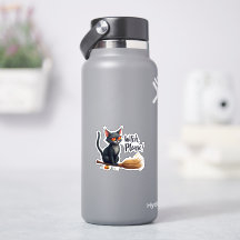 "Heks, kom op!" Coole zwarte kat op bezemsteel Hal