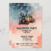Heks Konijn Herfst Pompoen Halloween Kaart (Voorkant / Achterkant)