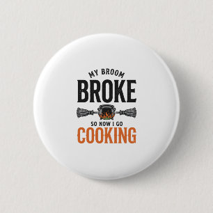 Heks Kook Mijn Bezem Gebroken Grappig Vintage_1 Ronde Button 5,7 Cm