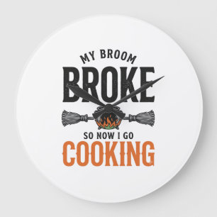 Heks Kookt Mijn Bezem Gebroken Grappig Vintage_1 Grote Klok