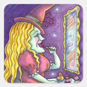 HEKS LIPSTICK, PARFUM & NAGELLAK, GRAPPIG SCHATTIG VIERKANTE STICKER