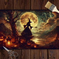  Heks Maanlicht Halloween Decoupage