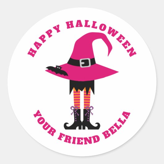 Heks Meisje, Kinder Halloween Sticker (Voorkant)