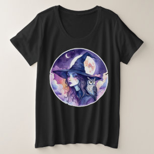 Heks met een Uil - Halloween Fan Fun 2 Grote Maat T-shirt