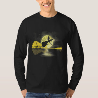 Heks met gitaar Natuur Moon Retro stijl gitaar T-shirt