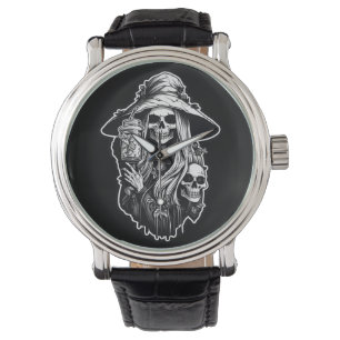 Heks met lantaarn Halloween Horloge