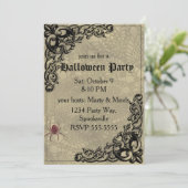 heks met pompoen halloween collage kaart (Staand voorkant)