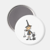 Heks met zwarte kat magneet (Voorkant / Achterkant)