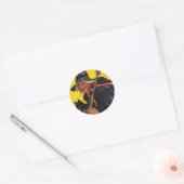 heks met zwarte kat ronde sticker (Envelop)