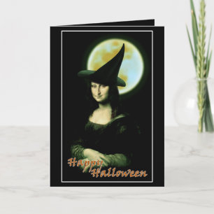 Heks Mona Lisa Halloween Volle Maan Kaart