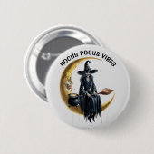 Heks op de maan ronde button 5,7 cm (Voorkant /achterkant)