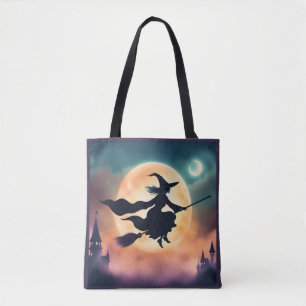 Heks op een bezemsteel Halloween Draagtas