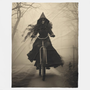 Heks op een fiets fleece deken