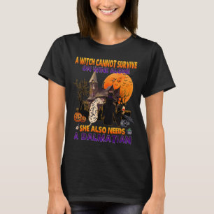 Heks Op Wijn Heeft Een Dalmatische Hond Halloween T-shirt