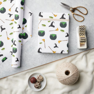 Heks Pet bezem caldron halloween patroon Cadeaupapier