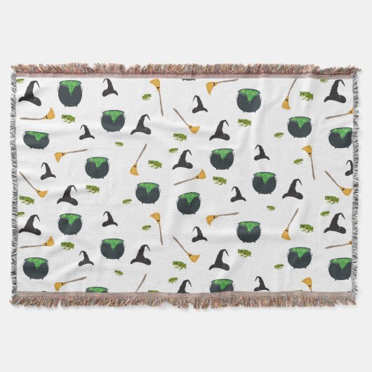 Heks Pet bezem caldron halloween patroon Deken (Voorkant)