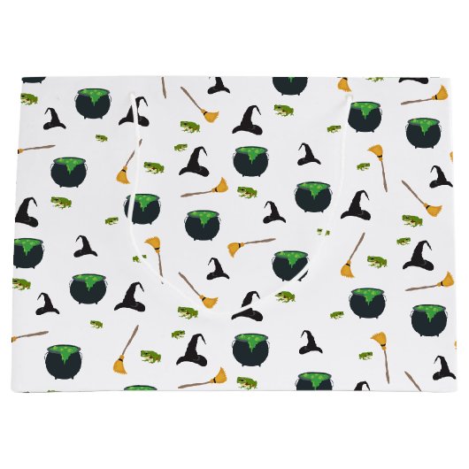 Heks Pet bezem caldron halloween patroon Groot Cadeauzakje (Voorkant)