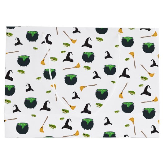 Heks Pet bezem caldron halloween patroon Groot Cadeauzakje (Achterkant)