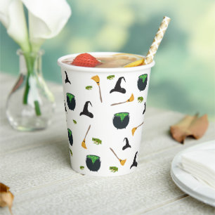 Heks Pet bezem caldron halloween patroon Papieren Bekers