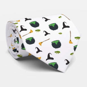 Heks Pet bezem caldron halloween patroon Stropdas