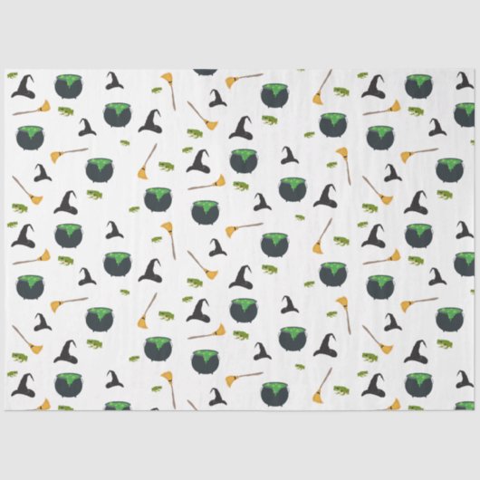 Heks Pet bezem caldron halloween patroon Tissuepapier (Voorkant)