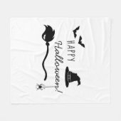 Heks Pet en bezem met spin en vleermuizen Hallowee Fleece Deken (Voorkant (Horizontaal))