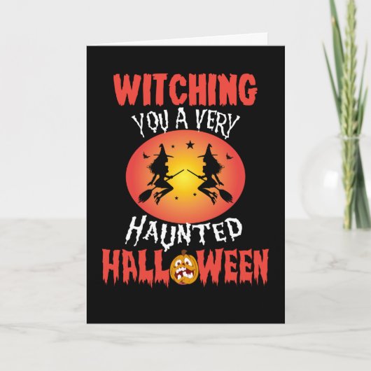 Heks Prettig Halloween Kaart (Voorkant)