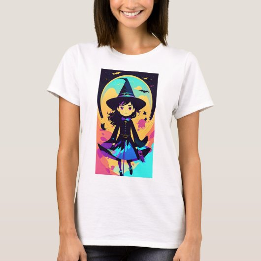 Heks Retro Halloween T-shirt (Voorkant)