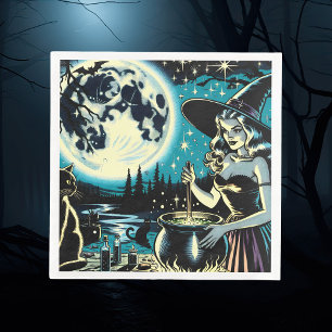 heks roeren een ketel Halloween Party Servet
