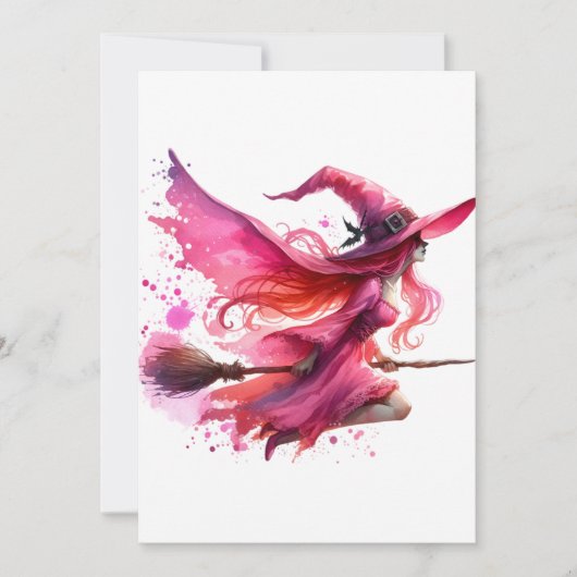 heks roze halloween dag kaart (Voorkant)