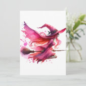 heks roze halloween dag kaart (Staand voorkant)