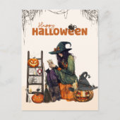  heks tarot enge pompoen Halloween Briefkaart (Voorkant)