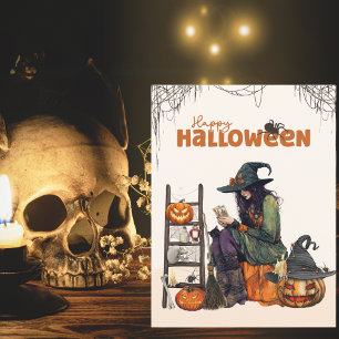  heks tarot enge pompoen Halloween Kaart