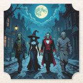 Heks, Vampier, Dracula en Mummy Halloween Party Kartonnen Onderzetters (Voorkant)