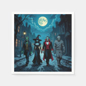 Heks, Vampier, Dracula en Mummy Halloween Party Servet (Voorkant)