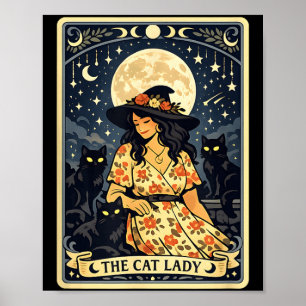 Heks van katten Maan Zwarte katten Halloween Magie Poster