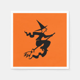 Heks vliegend op bezemsteel Halloween 4Nellie Servet