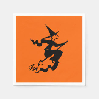 Heks vliegend op bezemsteel Halloween 4Nellie Servet