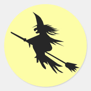 Heks Vliegend Silhouet Halloween Stickers